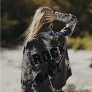 Elan Women’s Distressed Frayed Fringed Rock & Roll Jacket - Stone